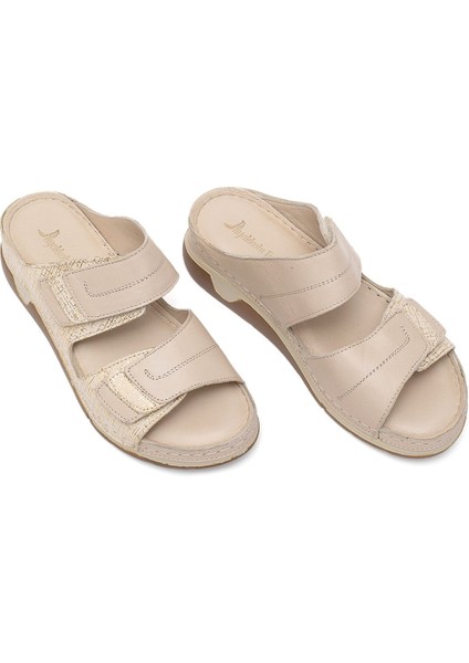 Elit Rhmm-17 Kadın Deri Ortopedik Düz Terlik Bej fiyatları