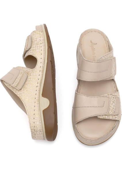 Elit Rhmm-17 Kadın Deri Ortopedik Düz Terlik Bej fırsatları