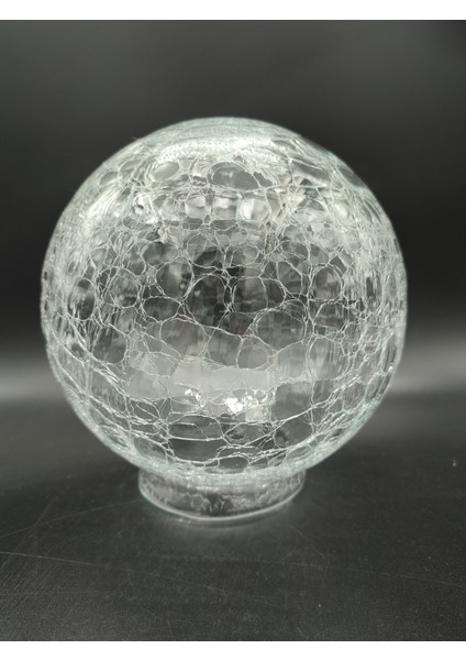 Osmanlı Glob Avize Camı,grifli.şeffaf Renkte,çatlatılmış DESENLI(ÇAP:15.00cm-YUVA: 8.00cm)