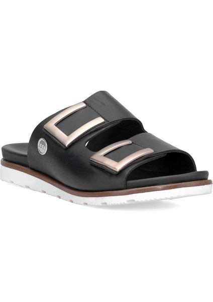 D25YT-1235 Kadın Deri Düz Terlik Siyah fiyatları