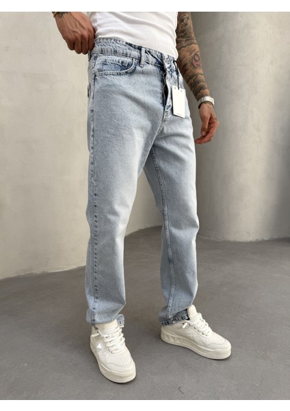 Erkek Baggy Pantolon Kar Yıkama - Mavi