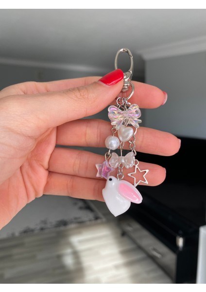 Rabbit Fairycore Coquette Tasarım Çanta Charmı Çanta Aksesuarı Çanta Süsü Anahtarlık