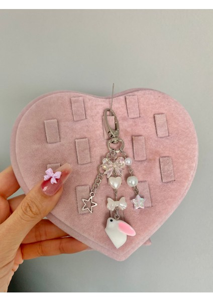 Rabbit Fairycore Coquette Tasarım Çanta Charmı Çanta Aksesuarı Çanta Süsü Anahtarlık