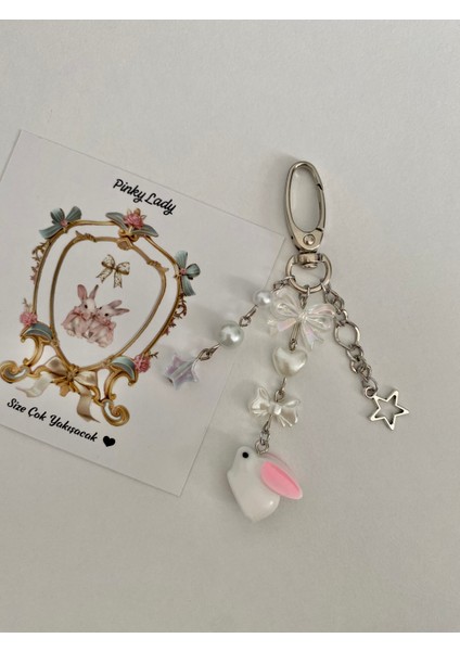 Rabbit Fairycore Coquette Tasarım Çanta Charmı Çanta Aksesuarı Çanta Süsü Anahtarlık