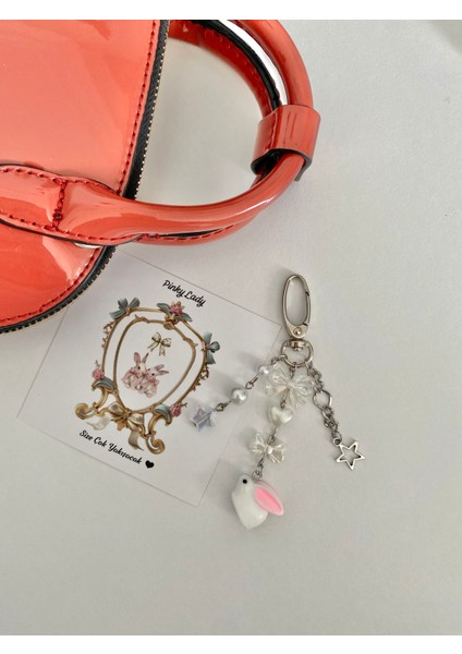 Rabbit Fairycore Coquette Tasarım Çanta Charmı Çanta Aksesuarı Çanta Süsü Anahtarlık