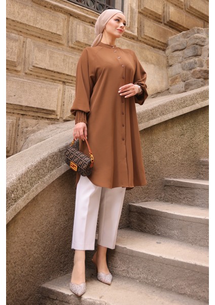 Bej Kolları Nervürlü Linda Tunik modelleri
