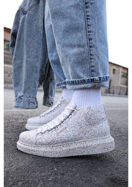 Bağcıklı Erkek Sneaker Bot Kırmızı Yeşil Sim