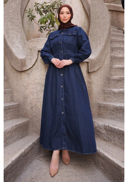 Mavi Cepli Kot Elbise modelleri