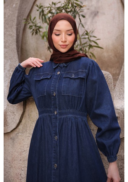 Mavi Cepli Kot Elbise fırsatları