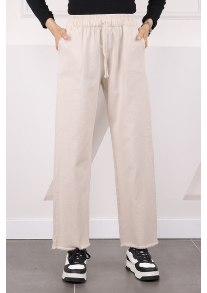 Lacivert Bel Lastikli Cepli Gabardin Pantolon