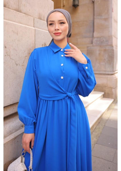 Kahverengi Yan Bağlamalı Linda Elbise modelleri
