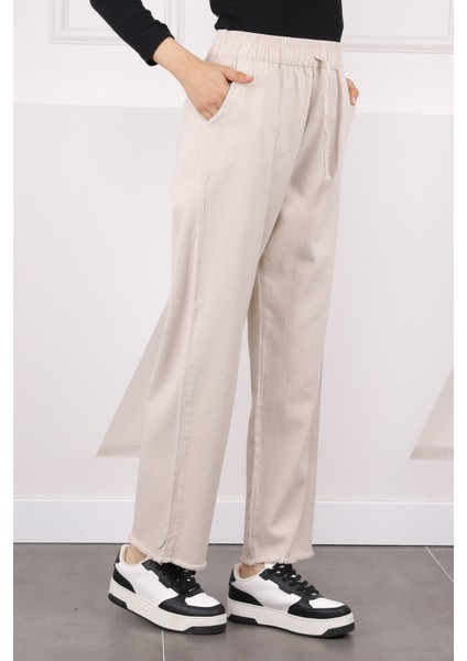 Taş Bel Lastikli Cepli Gabardin Pantolon fırsatları