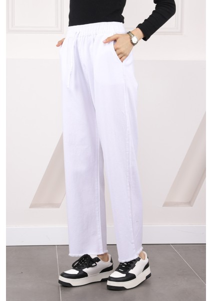 Lacivert Bel Lastikli Cepli Gabardin Pantolon