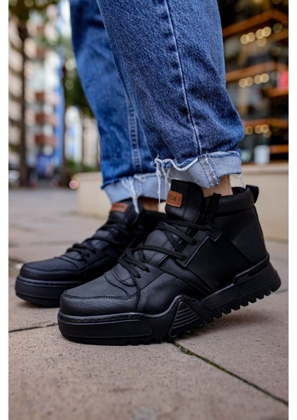 Bağcıklı Erkek Sneaker Bot Siyah Siyah
