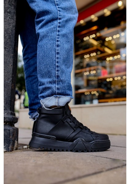 Bağcıklı Erkek Sneaker Bot Siyah Siyah