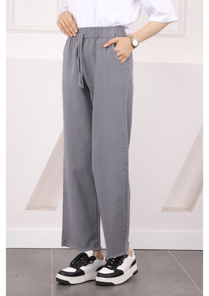Lacivert Bel Lastikli Cepli Gabardin Pantolon
