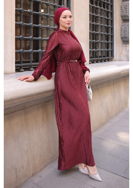 Bordo Piliseli Kraş Elbise fiyatları