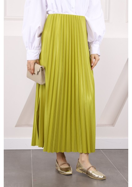 Yağ Yeşili Bel Lastikli Piliseli Etek fiyatları