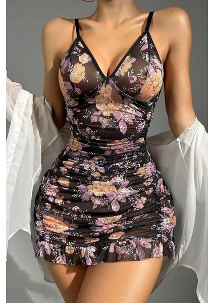 Çok Renkli Desenli Gecelik fiyatları