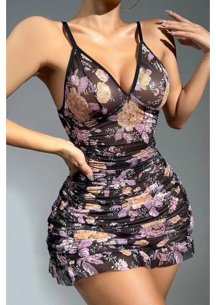 Çok Renkli Desenli Gecelik modelleri