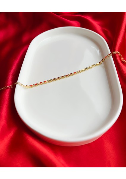 Sıra Kalp Gold Çelik Bileklik