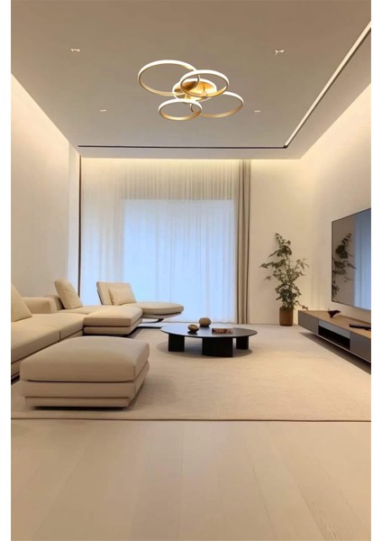 Modern 4'lü Yuvarlak Model Kumandalı 3 Renk (Beyaz / Sarı / Günışığı) Lüks LED Avize modelleri