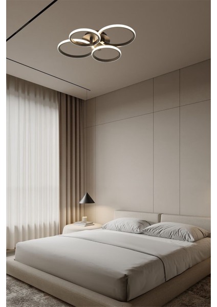 Modern 4'lü Yuvarlak Model Kumandalı 3 Renk (Beyaz / Sarı / Günışığı) Lüks LED Avize modelleri