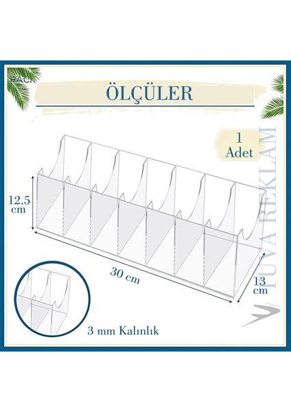 Pleksi Dolap Içi 7 Bölmeli Kemer Organizer Düzenleyici (Çoklu Transparan Renk Seçeneği) indirimleri