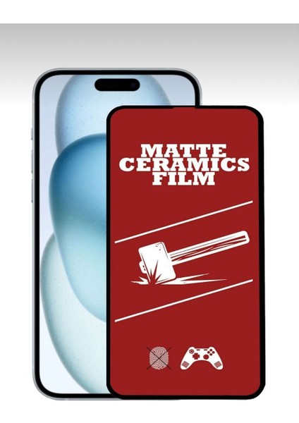 IPHONE 15 Mat Tam Kaplama Parmak Izi Bırakmayan Ekran Koruyucu Kırılmaz Cam