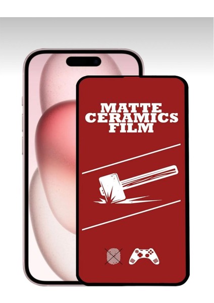 IPHONE 15 Mat Tam Kaplama Parmak Izi Bırakmayan Ekran Koruyucu Kırılmaz Cam