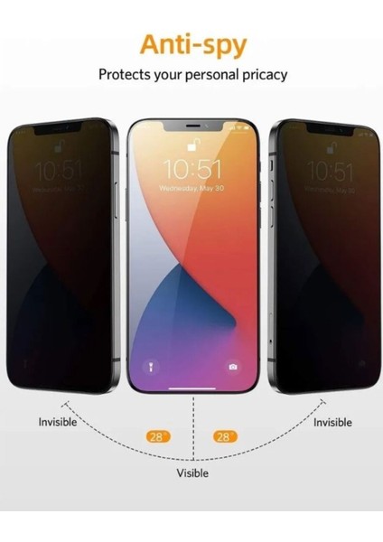 IPHONE 13 Mini Hayalet Privacy Tam Kaplama Ekran Koruyucu Kırılmaz Cam