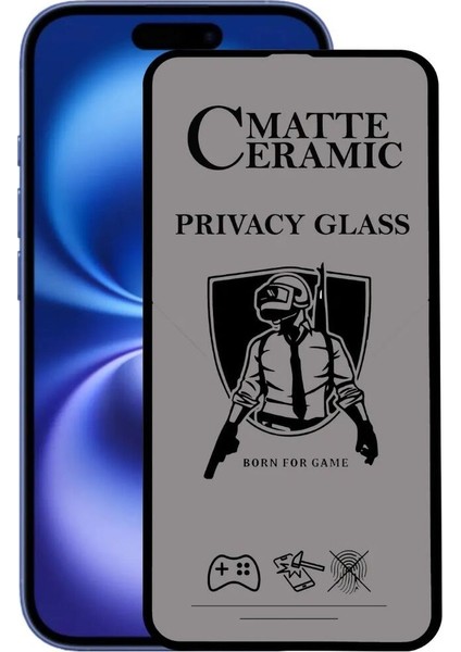 IPHONE 16 Mat Hayalet Privacy Tam Kaplama Parmak Izi Bırakmayan Ekran Koruyucu