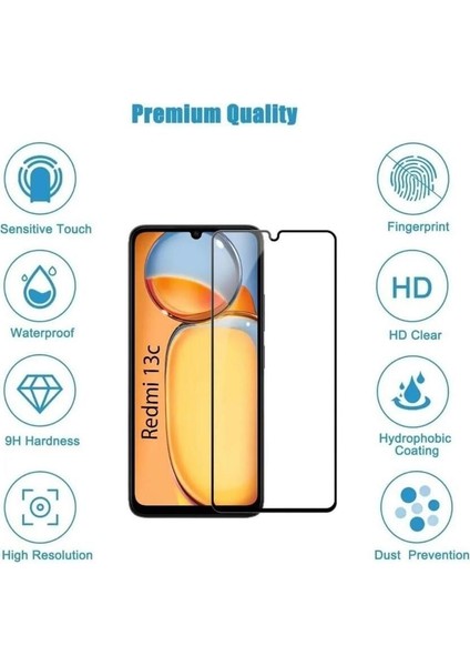 Xiaomi Redmi 13 C Tam Kaplama Ekran Koruyucu Kırılmaz Cam