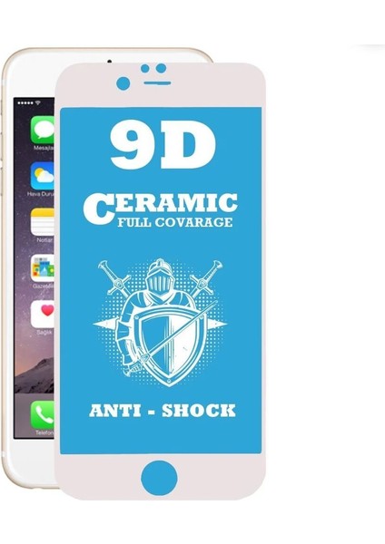 IPHONE 6/6s Plus Beyaz Seramik Nano Tam Kaplama Ekran Koruyucu Kırılmaz Cam