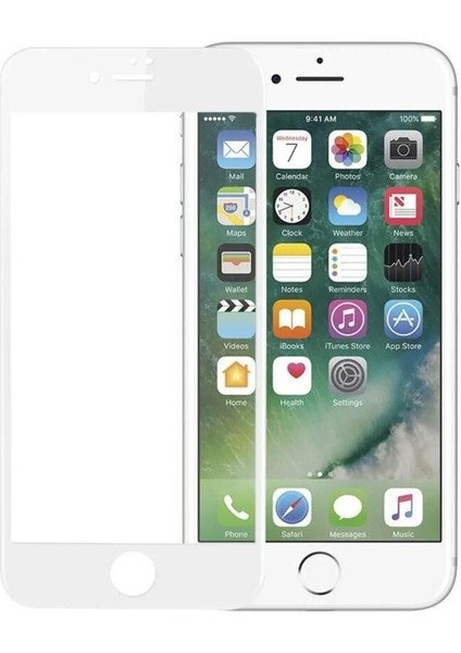 IPHONE 7 Plus/8 Plus Beyaz Tam Kaplama Ekran Koruyucu Kırılmaz Cam