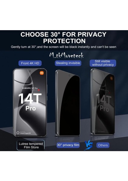 Xiaomi Mi 14 T Pro / Mi 14 T Hayalet Privacy Tam Kaplama Ekran Koruyucu Kırılmaz Cam