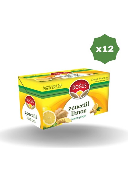 Zencefil & Limonlu Bitki Çayı 20'li - (12 Adet)