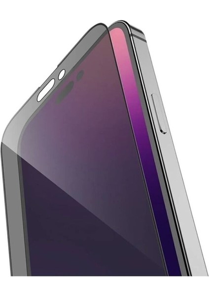 IPHONE 14 Pro Mat Hayalet Privacy Tam Kaplama Parmak Izi Bırakmayan Ekran Koruyucu Kırılmaz Cam