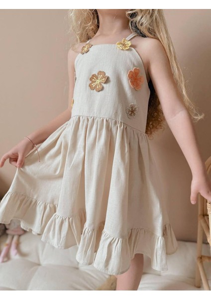 Yigit Butik Çiçek Nakışlı Askılı Kız Çocuk Elbise fiyatları