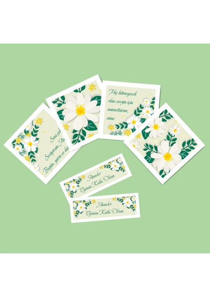 Mother's Day -Anneler Günü Tebrik Kartı büyük 4 Lü + 2 li küçük Kart seti -ANNE-04