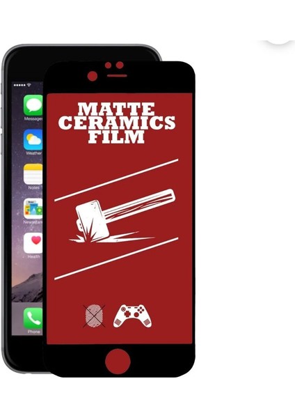 IPHONE 6/6s Plus Siyah Mat Tam Kaplama Parmak Izi Bırakmayan Ekran Koruyucu Kırılmaz Cam