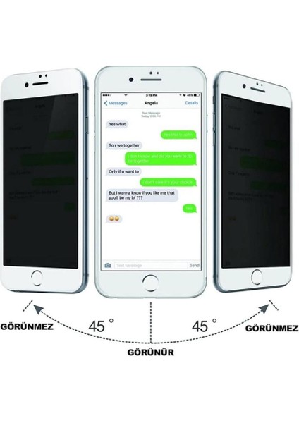 IPHONE 7 Plus/8 Plus Beyaz Hayalet Privacy Tam Kaplama Ekran Koruyucu Kırılmaz Cam