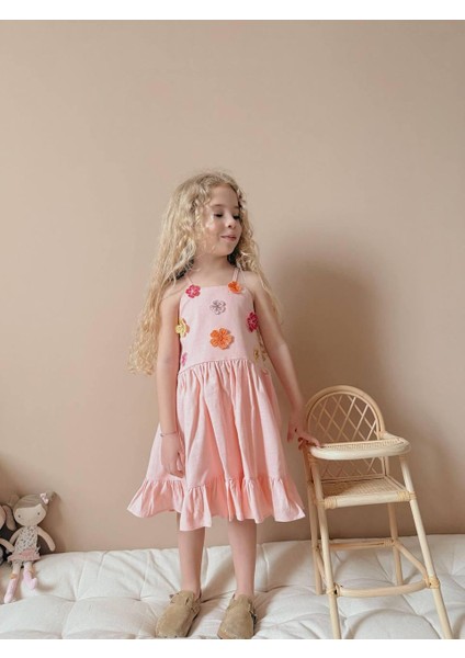 Yigit Butik Çiçek Nakışlı Askılı Kız Çocuk Elbise fırsatları