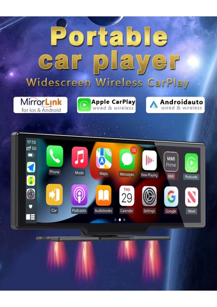 Kablosuz Tak Çalıştır 9.3inç Apple Carplay ve Android Auto Oto Multimedya Type-C Girişli