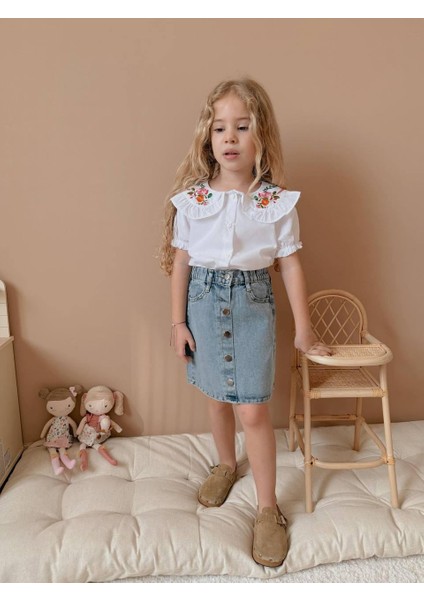 Kot Etekli Gömlekli Kız Çocuk Takım