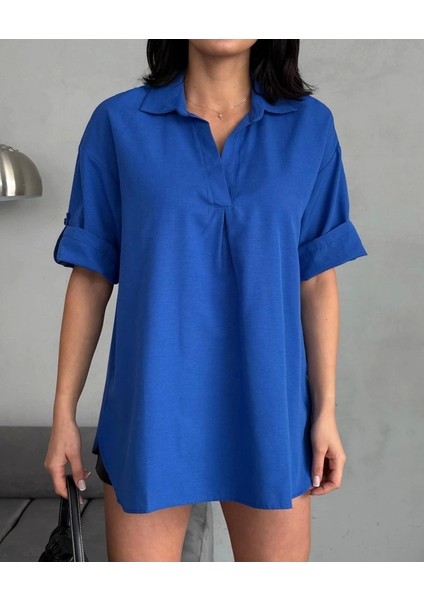 Yırtmaç Detaylı Tunik Gömlek modelleri