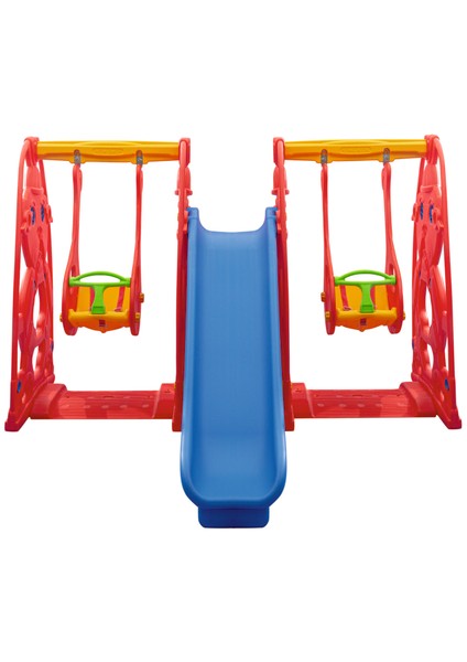 Kaydıraklı Çift Salıncak - 2 Salıncak 1 Kaydırak Park Seti Çocuk Salıncağı - Çocuk Salıncak Kaydırak