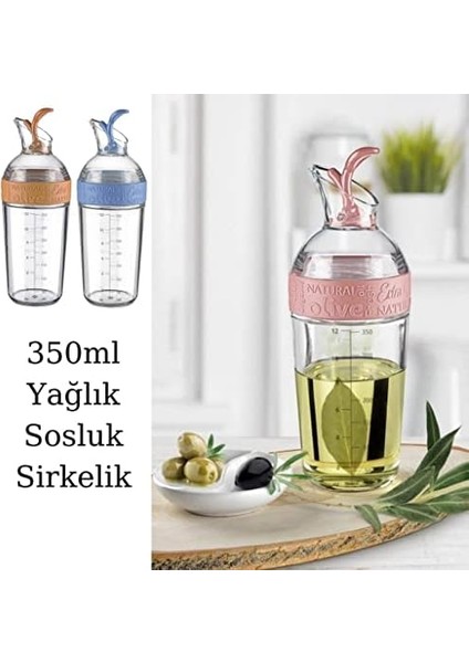 Sızdırmaz Yağdanlık Sosluk Sirke Şişesi 350 ml Dekoratif Renkli Ayçiçek Yağı Sıvı Yağ Cam Yağlık Damlatmaz Kapaklı Estetik Pembe modelleri