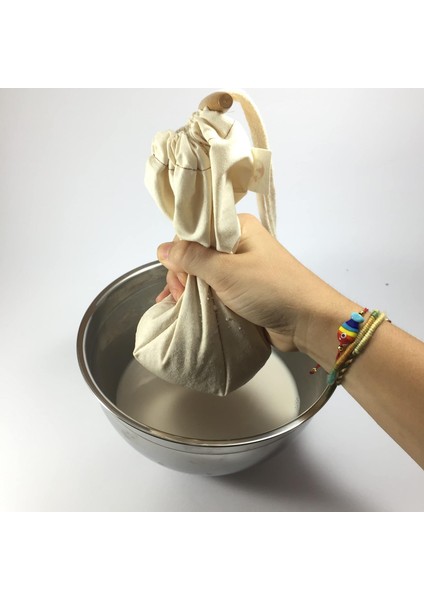 Yoga And Food Bitkisel Süt Süzme Kesesi (35X50CM; 30X35CM; 25X25 CM)%100 Ağartılmamış Ham Pamuk Badem Sütü, Fındık Sütü, Yeşil Sebze Suyu Süzme - Organik Pamuk Kese (25X25)