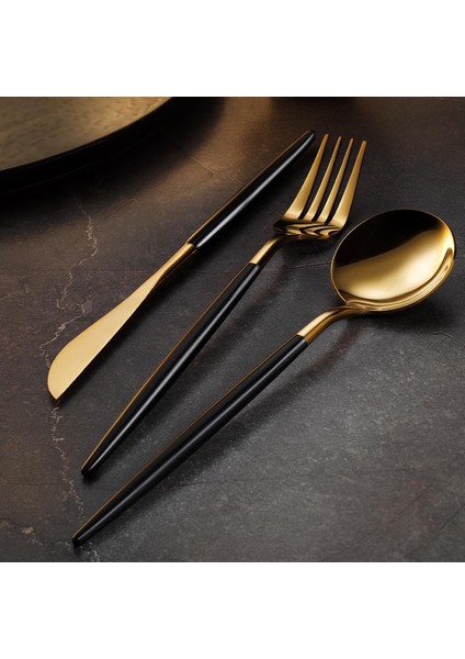 Aryıldız Versay Black Gold 6 Kişilik 36 Parça Çatal Kaşık Bıçak Takımı